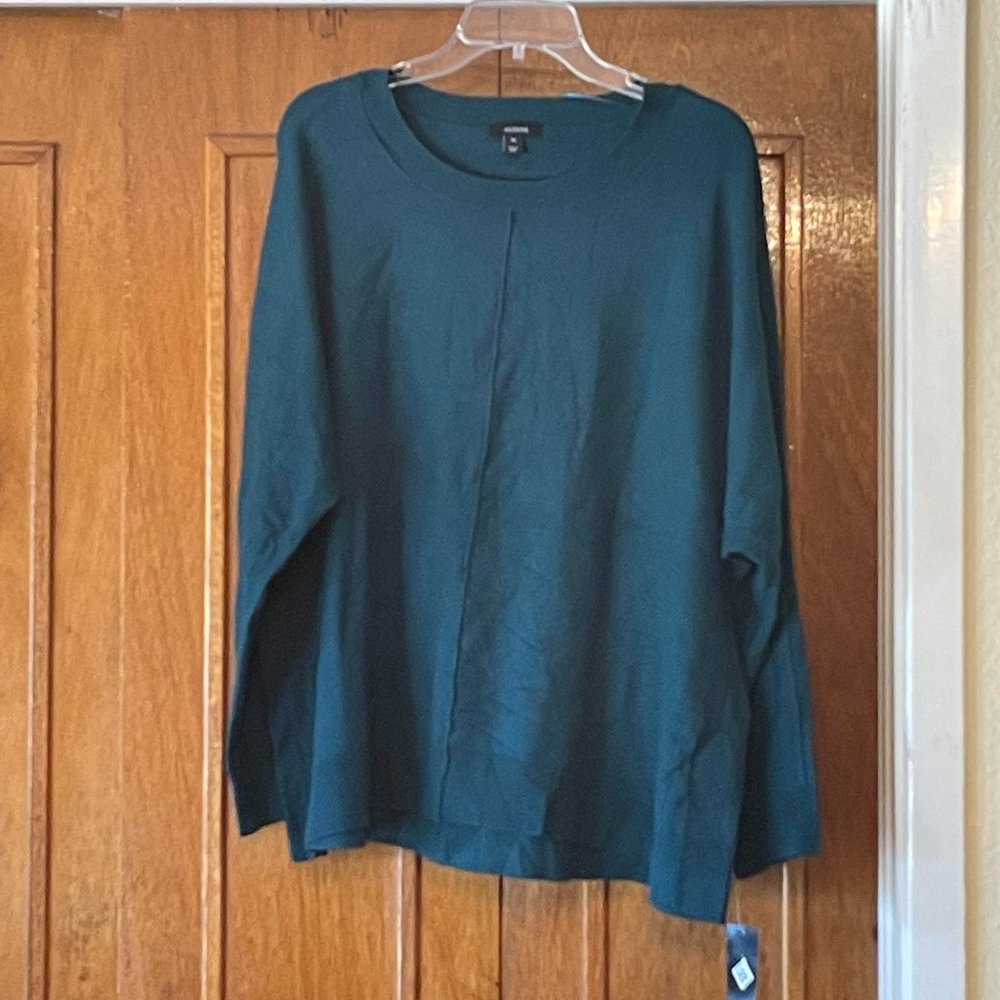 Alfani Women's Hi Lo Sweater Teal Motif. NWT